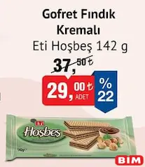 ETİ HOŞBEŞ GOFRET FINDIK KREMALI 142 G